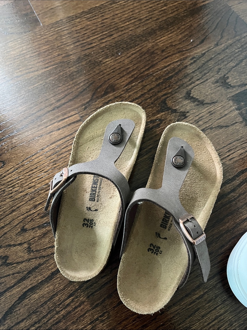 Birkenstock Kids Taupe Brown Toe-Post Sandals with Buckle